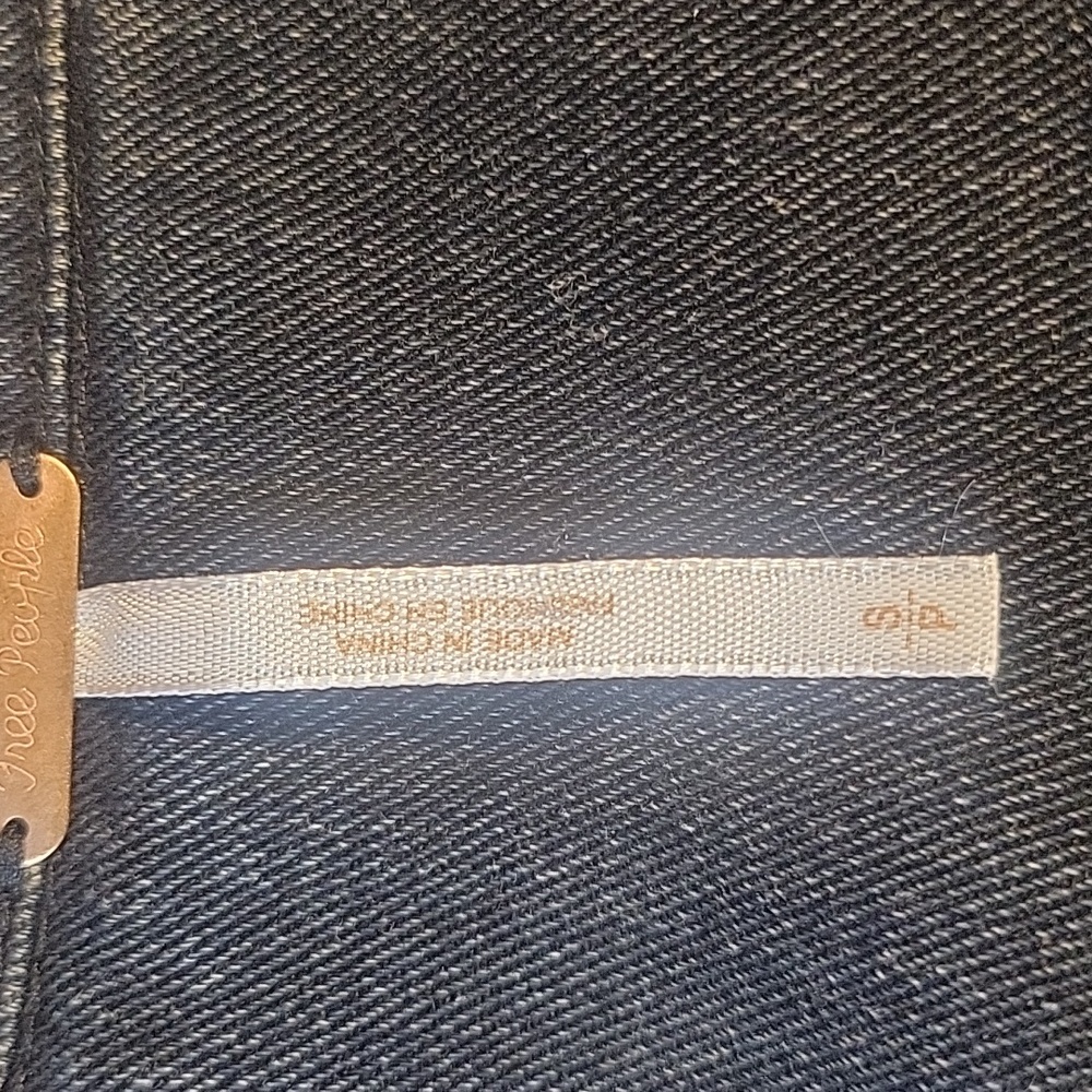 Free People Black Denim Mixed‎ Media Short Hoodie Jacket Small - Picture 11 of 11